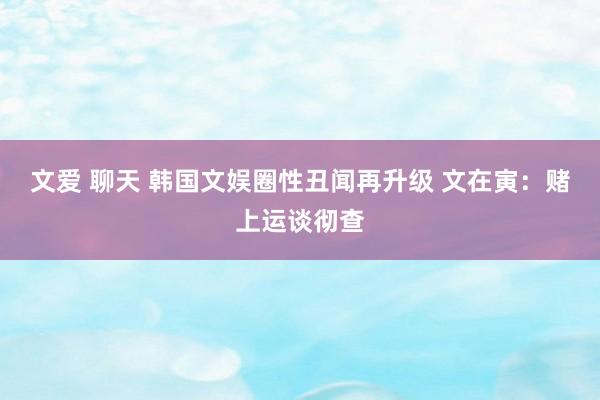 文爱 聊天 韩国文娱圈性丑闻再升级 文在寅：赌上运谈彻查