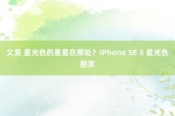 文爱 星光色的星星在那处？iPhone SE 3 星光色图赏