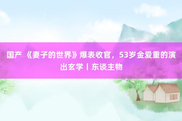 国产 《妻子的世界》爆表收官，53岁金爱重的演出玄学丨东谈主物