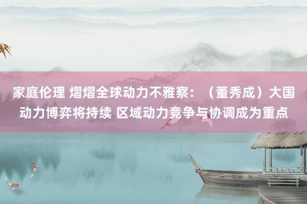 家庭伦理 熠熠全球动力不雅察：（董秀成）大国动力博弈将持续 区域动力竞争与协调成为重点