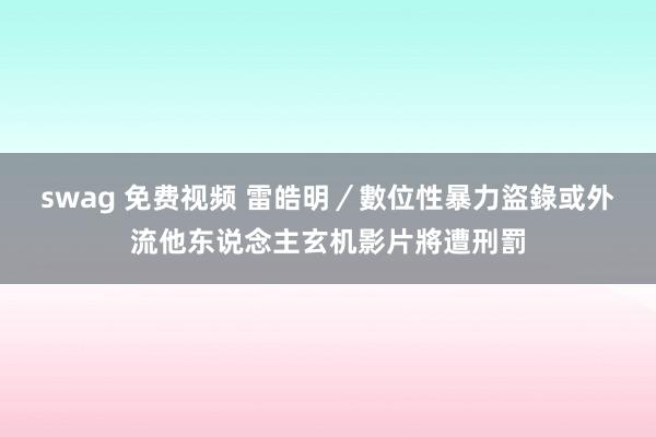 swag 免费视频 雷皓明／數位性暴力　盜錄或外流他东说念主玄机影片將遭刑罰