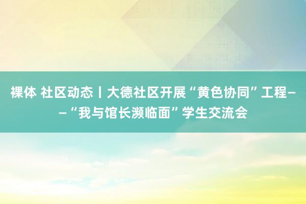 裸体 社区动态丨大德社区开展“黄色协同”工程——“我与馆长濒临面”学生交流会